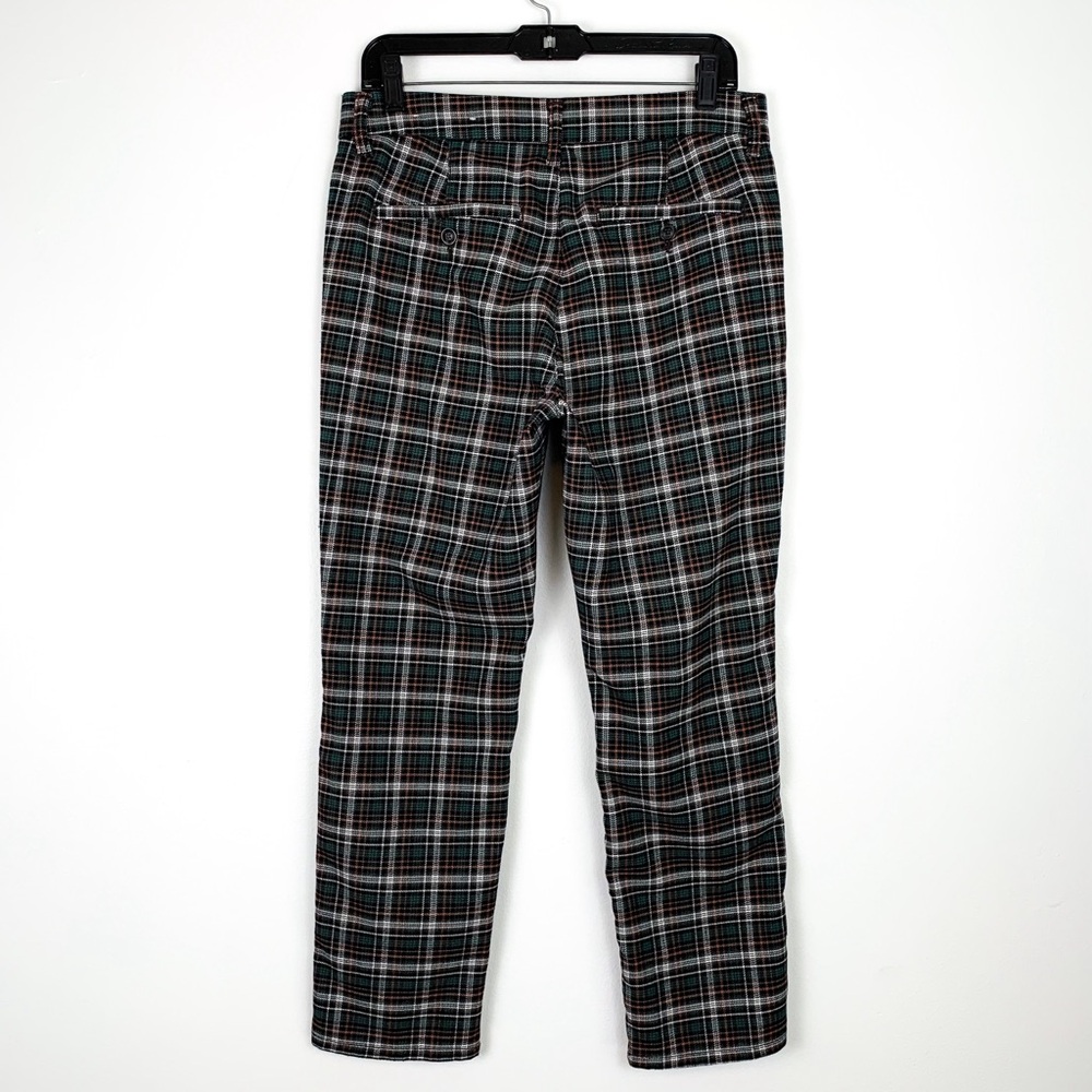 American Eagle super hi-rise skinny trousers in green plaid crop length size 8 - Picture 7 of 7